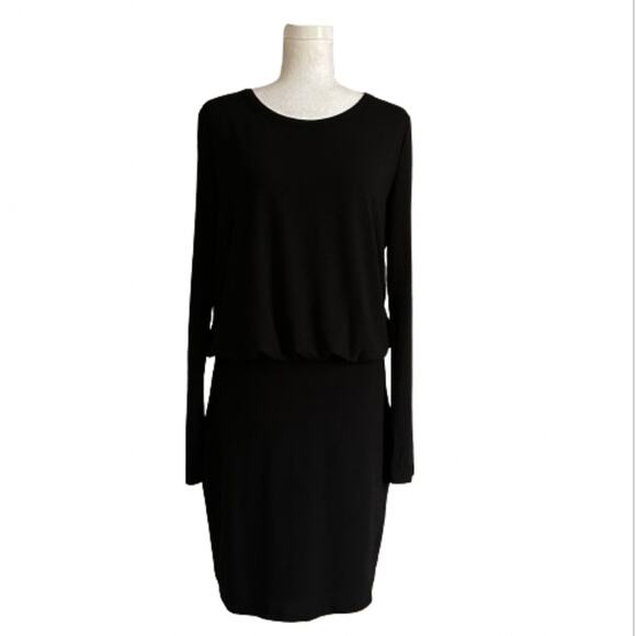 Mittoshop Black Jersey Round Neck Long Sleeve Blouson Waist Dress Size Large NEW - Picture 11 of 12